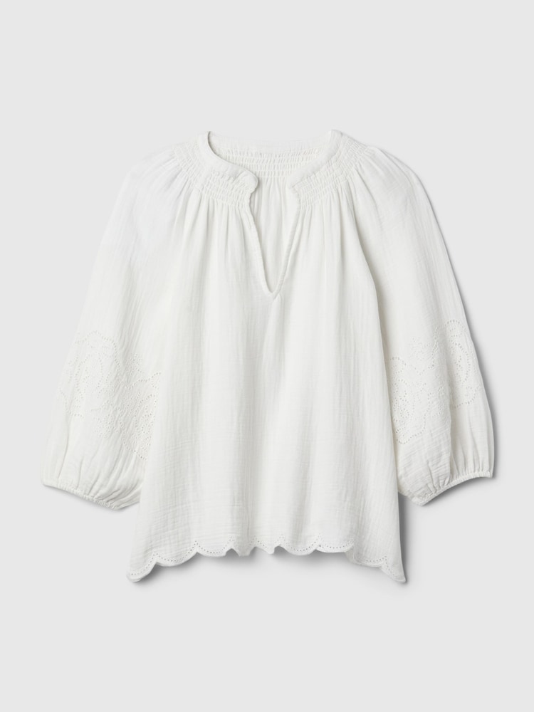 Gap White Eyelet Puff Sleeve Shirt - Image 5 of 5