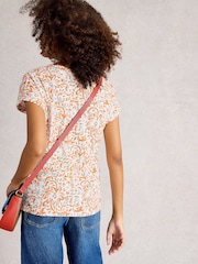 White Stuff Orange Nelly Notch Neck T-Shirt - Image 2 of 6