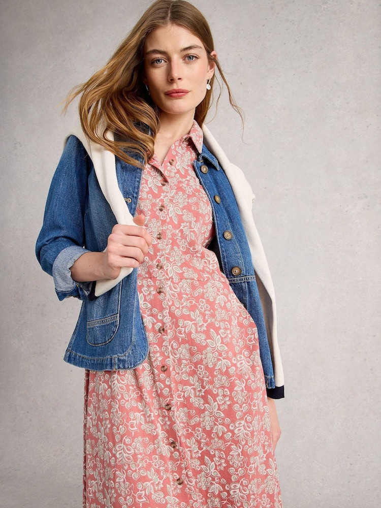 White Stuff Pink Rua Jersey Shirt Dress - Image 2 of 6