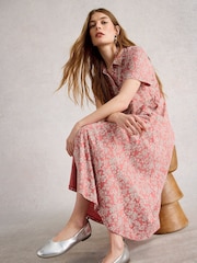 White Stuff Pink Rua Jersey Shirt Dress - Image 3 of 6