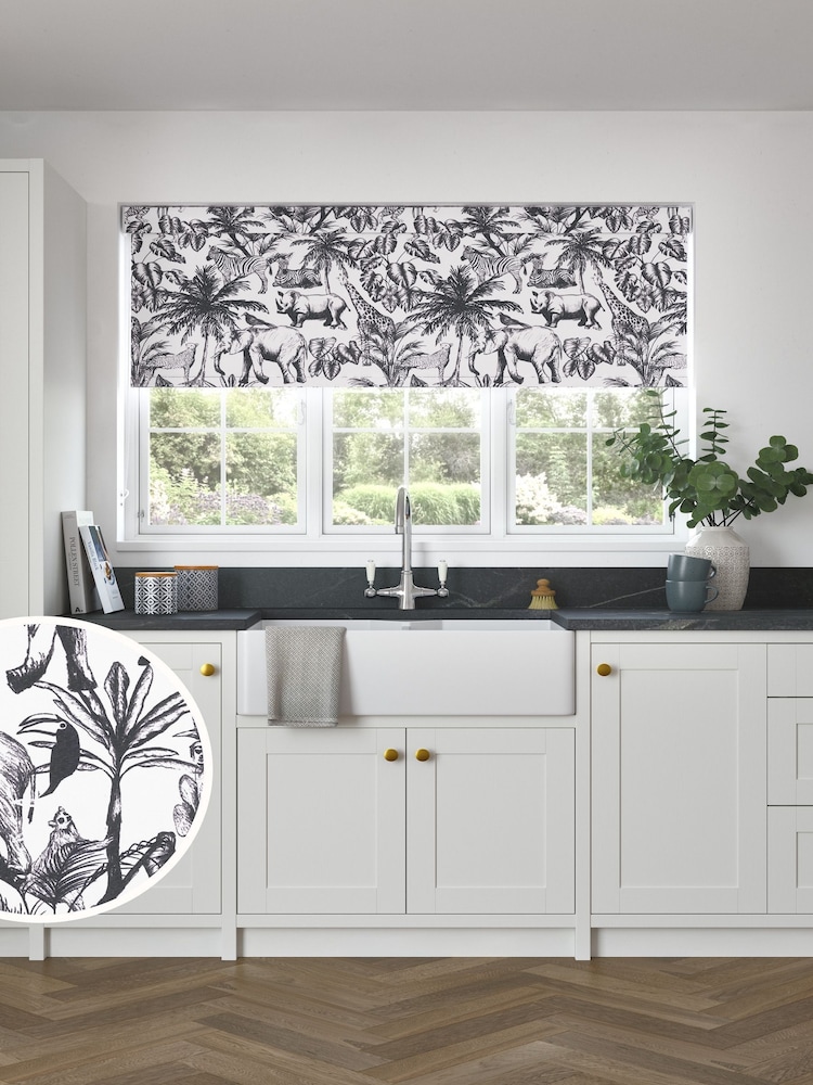 Black/White Safari Animal Made to Measure Roller Blind - Image 1 of 6