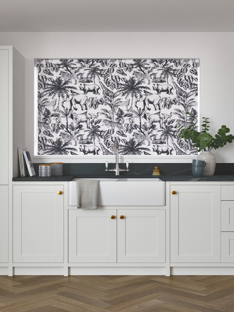Black/White Safari Animal Made to Measure Roller Blind - Image 2 of 6