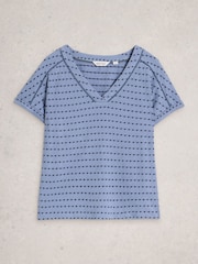Blau - White Stuff Embroidered Stripe T-Shirt - Bild 6 von 6