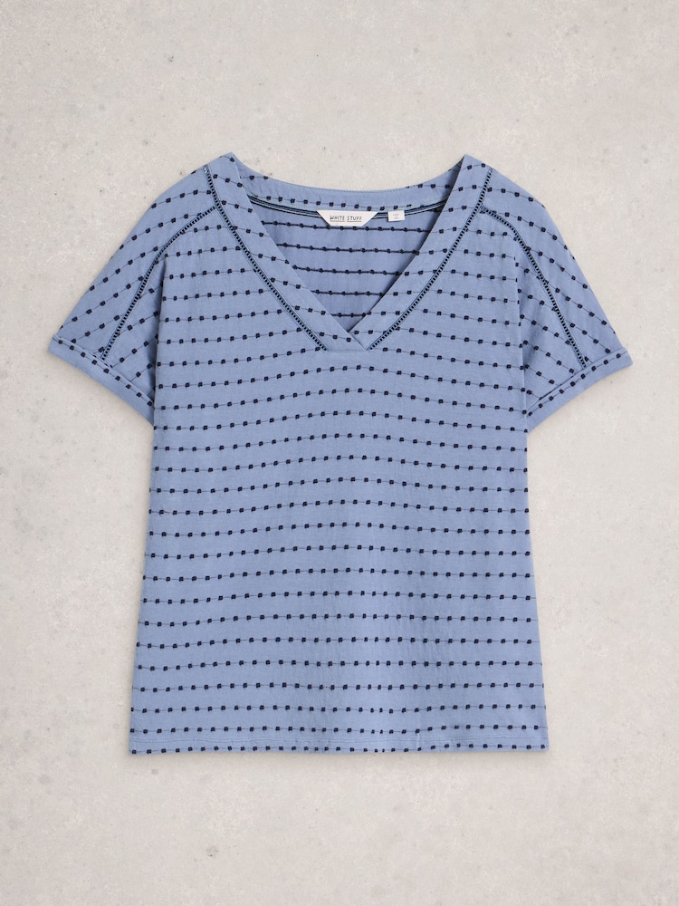 Blau - White Stuff Embroidered Stripe T-Shirt - Bild 6 von 6