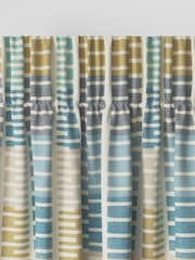 Blue Retro Geo Made To Measure Door Curtain Curtains - Image 6 of 9