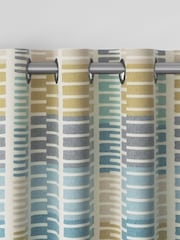 Blue Retro Geo Made To Measure Door Curtain Curtains - Image 7 of 9