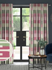 Pink Retro Geo Made To Measure Door Curtain Curtains - Image 1 of 9