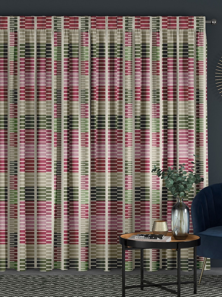 Pink Retro Geo Made To Measure Door Curtain Curtains - Image 2 of 9