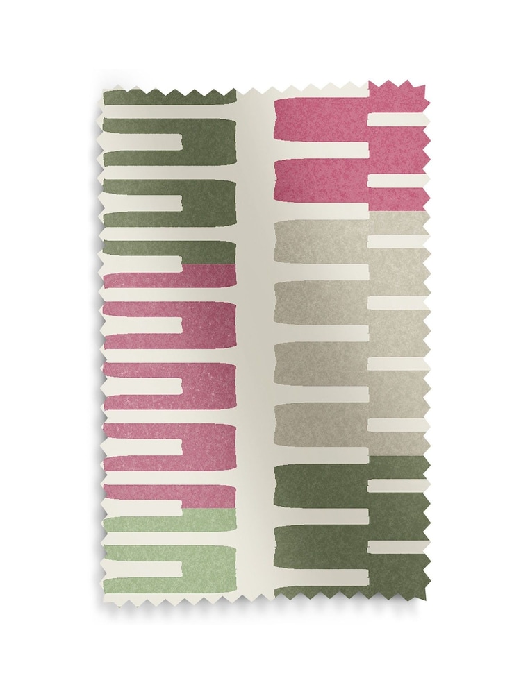 Pink Retro Geo Made To Measure Door Curtain Curtains - Image 9 of 9