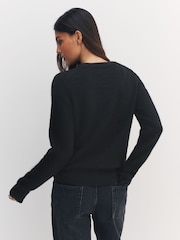 Black Embroidered Long Sleeve Crew Neck Jumper With Alpaca - Image 6 of 9