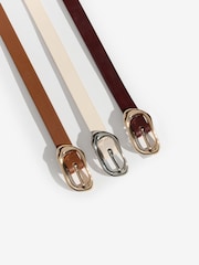 Lipsy Choc Tan and Cream Skinny Belts 3 Pack - Image 5 of 6
