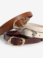 Lipsy Choc Tan and Cream Skinny Belts 3 Pack - Image 6 of 6