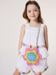 Little Bird by Jools Oliver Multi Staw Effect Pastel Rainbow Flower Bag - Image 1 of 5