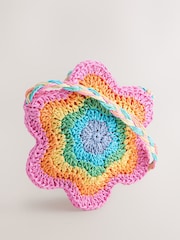 Little Bird by Jools Oliver Multi Staw Effect Pastel Rainbow Flower Bag - Image 2 of 5