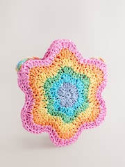 Little Bird by Jools Oliver Multi Staw Effect Pastel Rainbow Flower Bag - Image 3 of 5