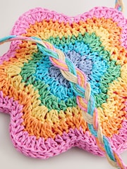 Little Bird by Jools Oliver Multi Staw Effect Pastel Rainbow Flower Bag - Image 4 of 5