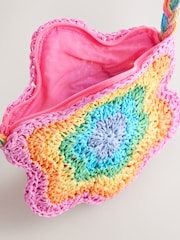 Little Bird by Jools Oliver Multi Staw Effect Pastel Rainbow Flower Bag - Image 5 of 5