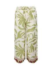 Yours Curve Green Woven Wide Leg Trousers - Image 2 of 2