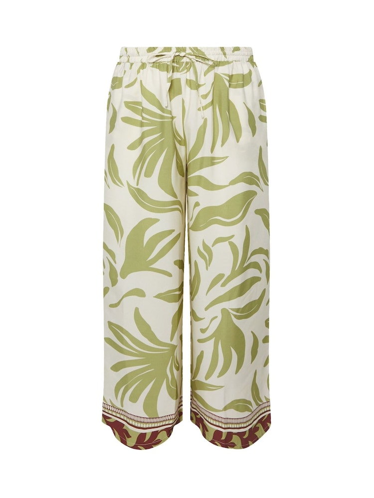 Yours Curve Green Woven Wide Leg Trousers - Image 2 of 2