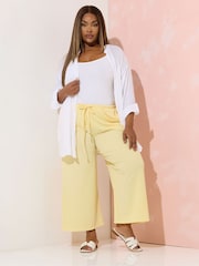 Yours Curve Yellow Textured Culotte Trousers - Image 2 of 5