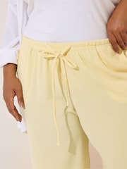 Yours Curve Yellow Textured Culotte Trousers - Image 4 of 5