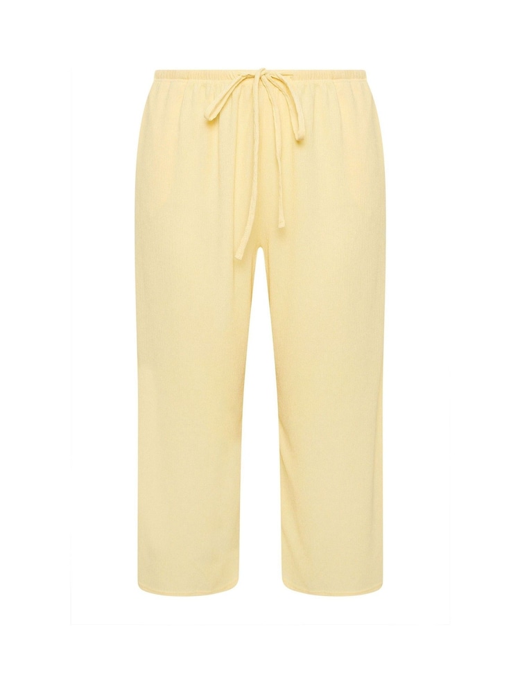 Yours Curve Yellow Textured Culotte Trousers - Image 5 of 5