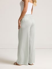 M&Co Green Petite Stripe Wide Leg Trousers - Image 2 of 5