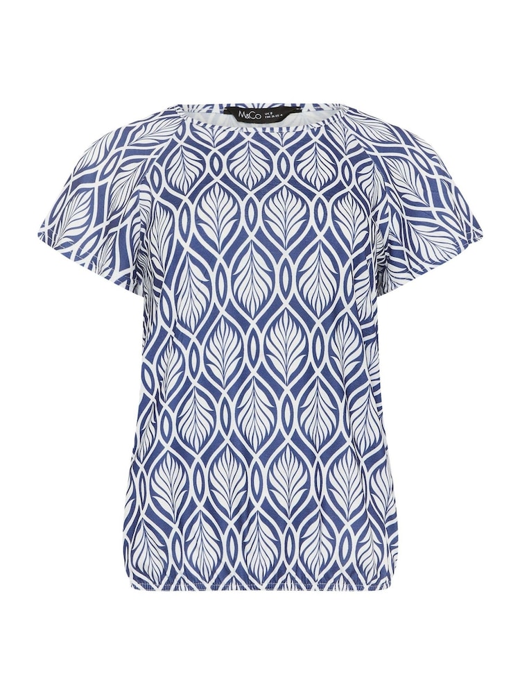M&Co Blue Petite Abstract Scoop Neck Top - Image 1 of 1