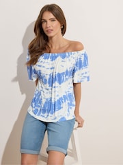 M&Co White Tie Dye Bardot Top - Image 1 of 6