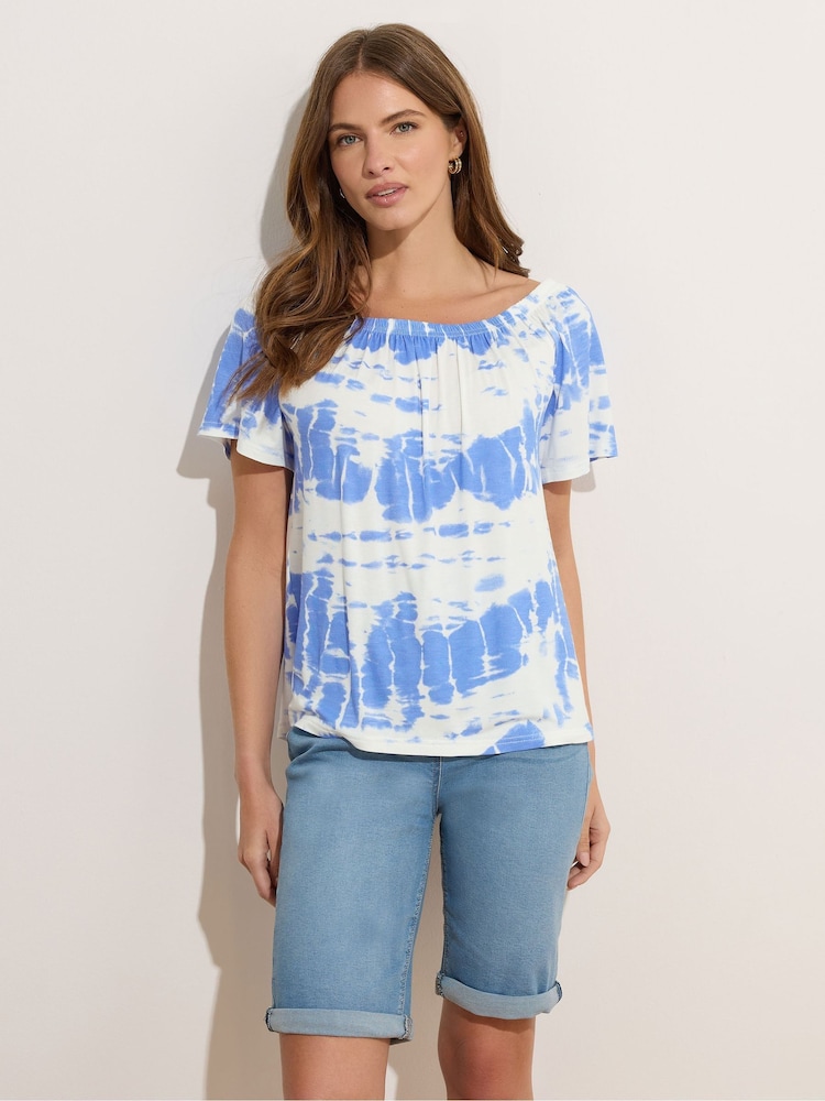 M&Co White Tie Dye Bardot Top - Image 2 of 6