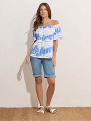 M&Co White Tie Dye Bardot Top - Image 3 of 6