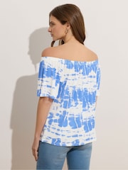 M&Co White Tie Dye Bardot Top - Image 4 of 6