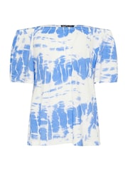 M&Co White Tie Dye Bardot Top - Image 6 of 6