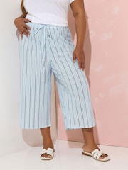 Yours Curve Blue Stripe Culottes - Image 1 of 5