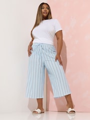 Yours Curve Blue Stripe Culottes - Image 2 of 5