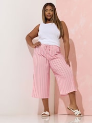 Yours Curve Pink Stripe Culottes - Image 2 of 5