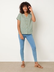 M&Co Green Short Sleeve Floral Print Shirt - Image 2 of 5