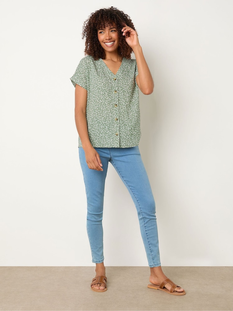M&Co Green Short Sleeve Floral Print Shirt - Image 2 of 5