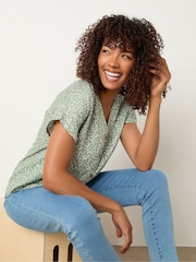 M&Co Green Short Sleeve Floral Print Shirt - Image 4 of 5