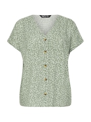 M&Co Green Short Sleeve Floral Print Shirt - Image 5 of 5