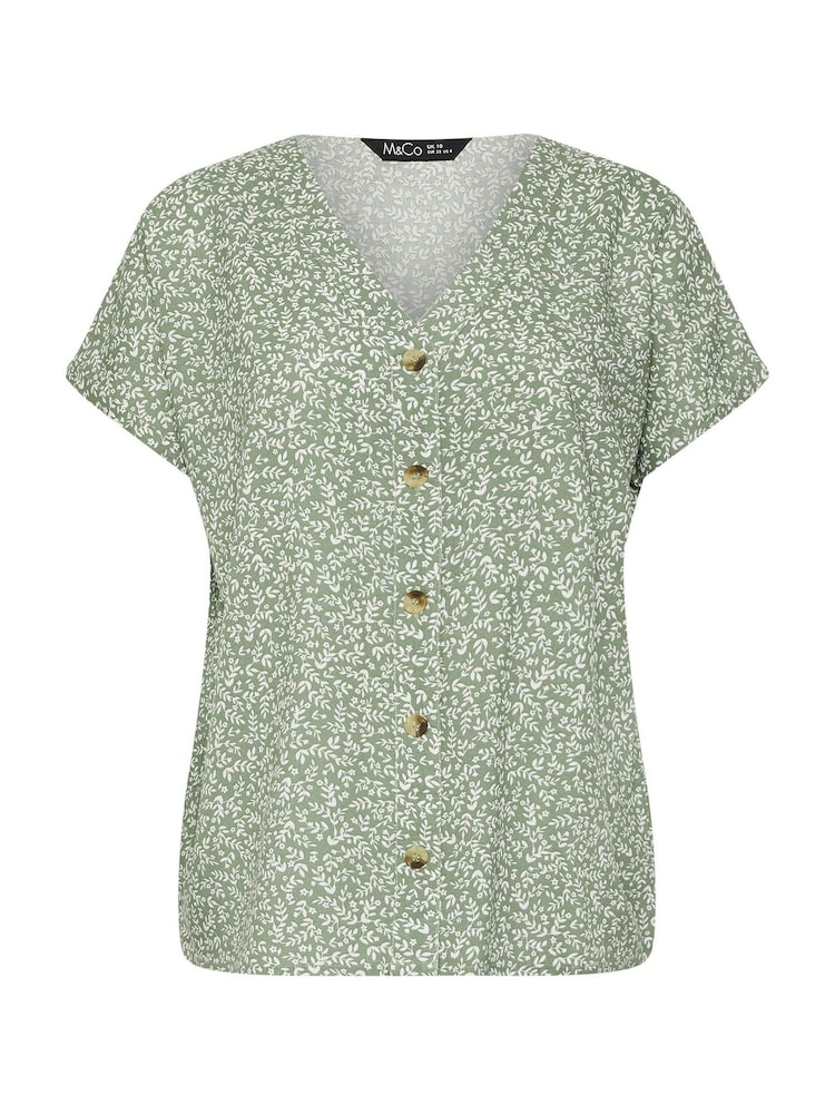 M&Co Green Short Sleeve Floral Print Shirt - Image 5 of 5