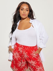 Yours Curve Light Red Woven Shorts - Image 2 of 6