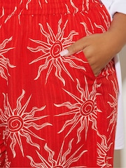 Yours Curve Light Red Woven Shorts - Image 5 of 6