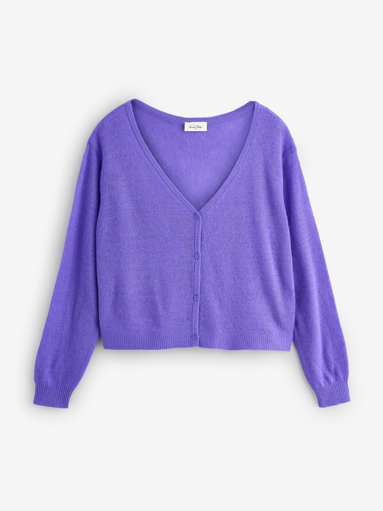 American Vintage Purple Dummy Long Sleeve V-Neck Cardigan - Image 1 of 1