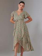 Jolie Moi Natural Petite High Low Midaxi Dress - Image 1 of 6
