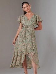Jolie Moi Natural Petite High Low Midaxi Dress - Image 4 of 6