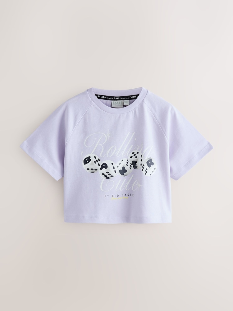 Baker by Ted Baker Lilac Purple Boxy Fit Dice Graphic Print T-Shirt - Image 1 of 6