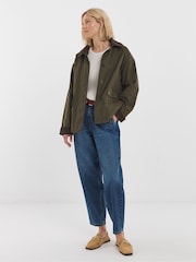 JD Williams Green Coated Hooded Waxed Barn Jacket - Image 2 of 5