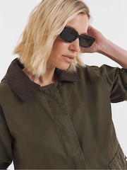 JD Williams Green Coated Hooded Waxed Barn Jacket - Image 5 of 5