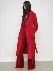 Reiss Red Lucia Petite Double-Breasted Blindseam Coat Wool-Blend - Image 4 of 10